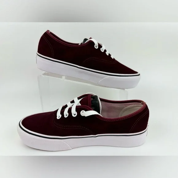 Vans Off The Wall Suede Burgundy Sneakers, Unisex Size Men's 8.0 / Women's 9.5 - Picture 2 of 15